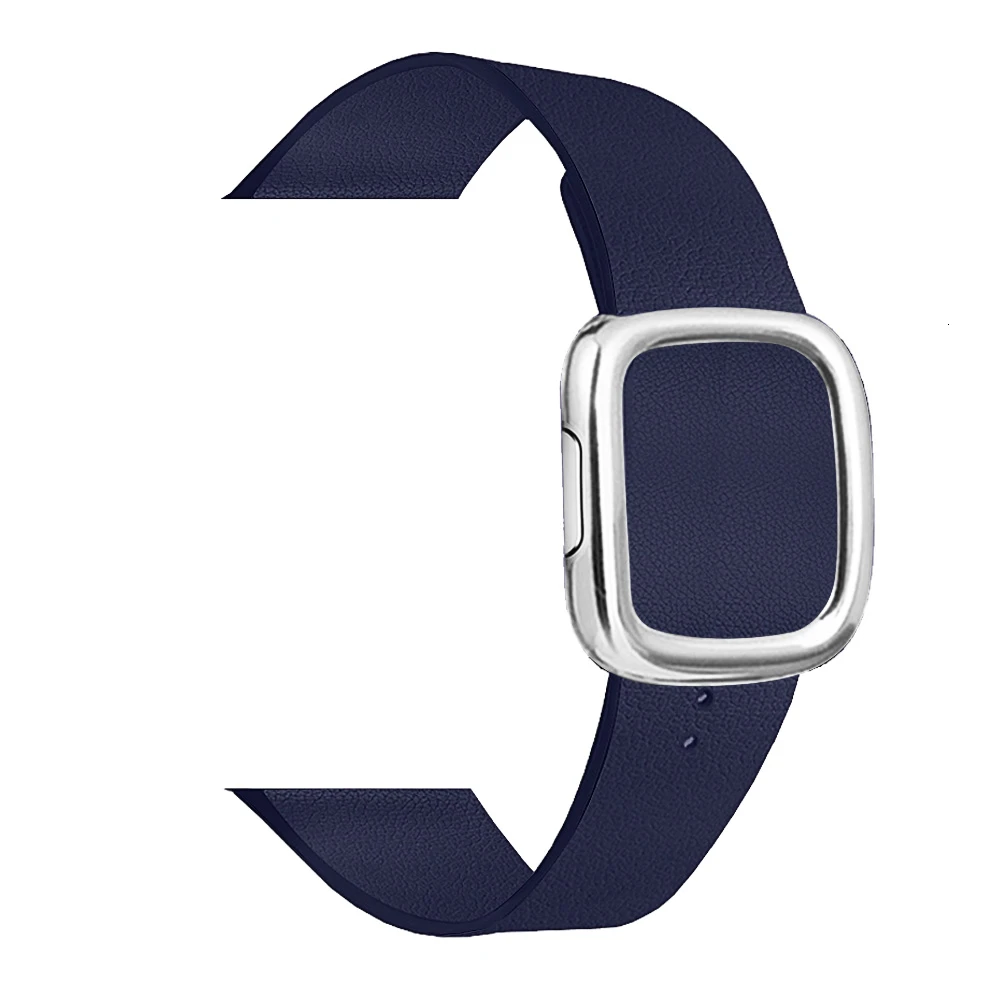 Кожаная Петля ремешок для apple watch группа 4 44/40 мм современный стиль браслет на запястье, аксессуары для наручных часов iWatch серии 3/2/1 42/38 мм - Цвет ремешка: Dark blue silver