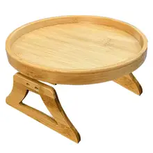 Plateau canapé Table accoudoir plateau à Clip en bambou naturel, plateau canapé pratique pour télécommande/café/collations/