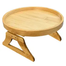 Bandeja de bambú Natural para sofá, mesa con reposabrazos, práctica bandeja para aperitivos de TV, Control remoto/café/aperitivos/