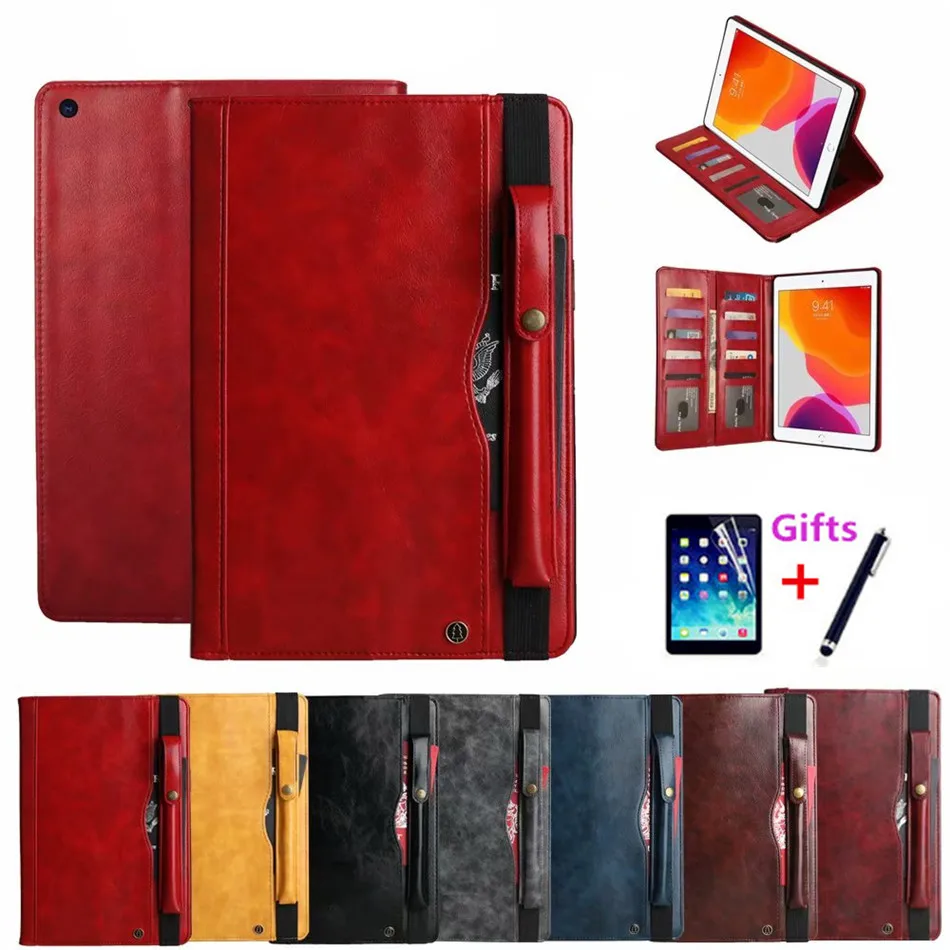 

Case For iPad 10.2 2019 with Pencil holder for iPad 7th Generation A2200 A2198 A2232 A2197 Stand Protective Wallet Cover+film