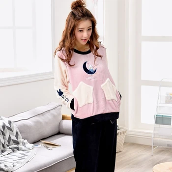 

Couples Thick Warm Flannel Pajamas Sets For Women 2020 Winter Long Sleeve Coral Velvet Pyjamas Men Homewear Lounge Home Clothing