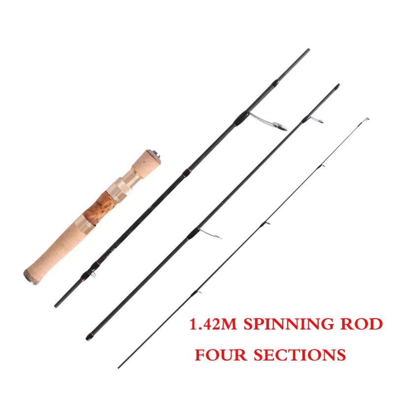 1.42m spinning rod MADMOUSE полный Fuji части форель стержень 1,42 м/1,68 м портативное удилище деревянной ручкой твердый углерод Спиннинг/Литье удочка - Цвет: 1.42m spinning rod