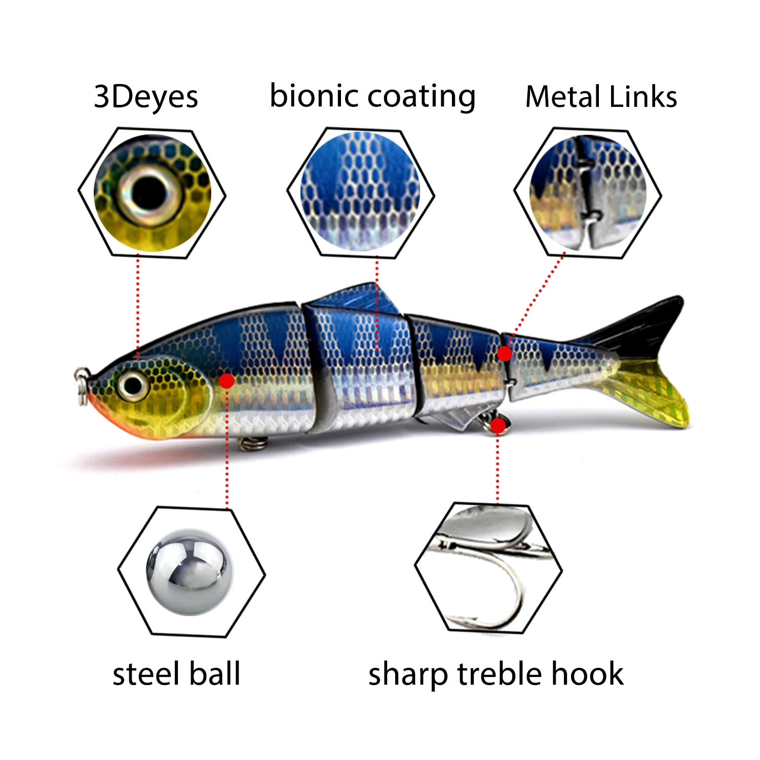 150mm 33g Freshwater 4 Sections multi Jointed life like sinking Swimbait fishing lure Hard Artificial Bait 3
