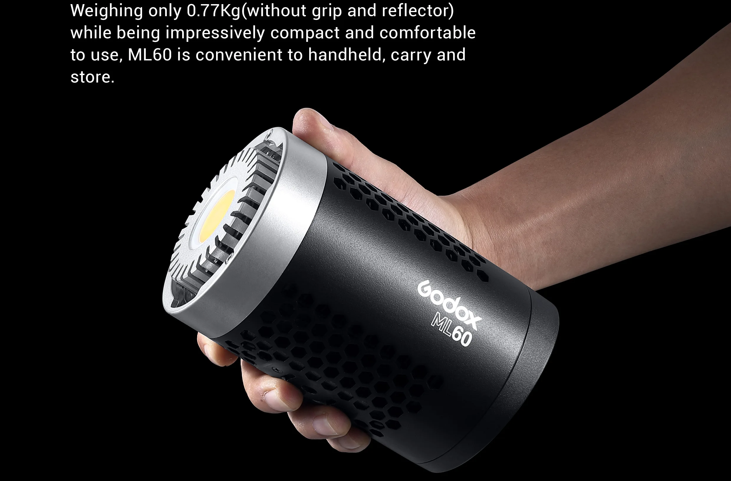 Godox ML60 60W Handheld LED Video Light CRI96+ TLCI 97+ with 2*NP