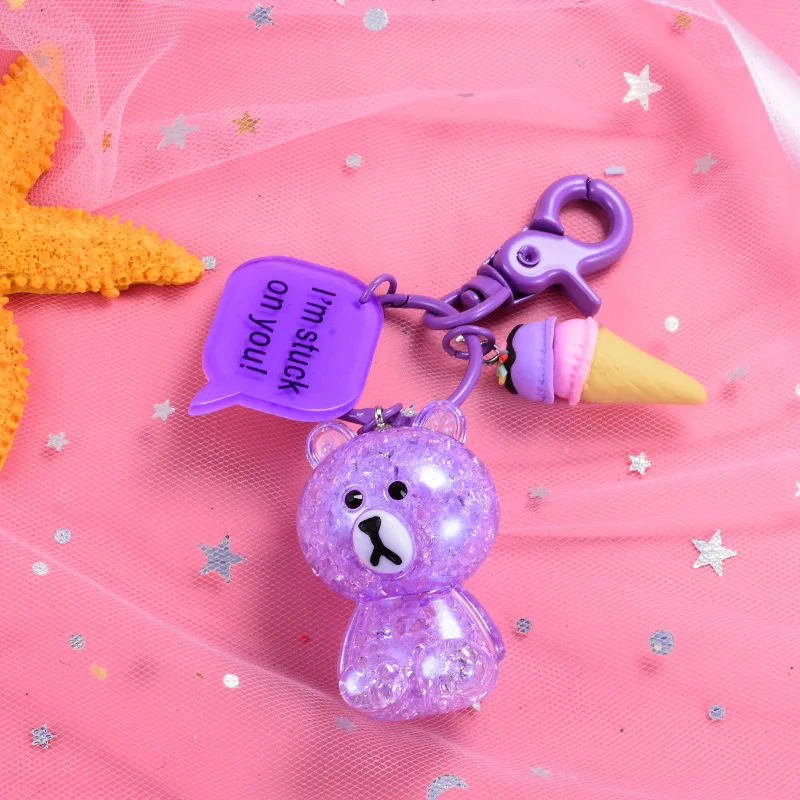 Красочный Взрыв треснутый медведь брелок мультфильм милый сидя осанка милый маленький игрушечный медведь, кукла креативный маленький подарок - Цвет: purple