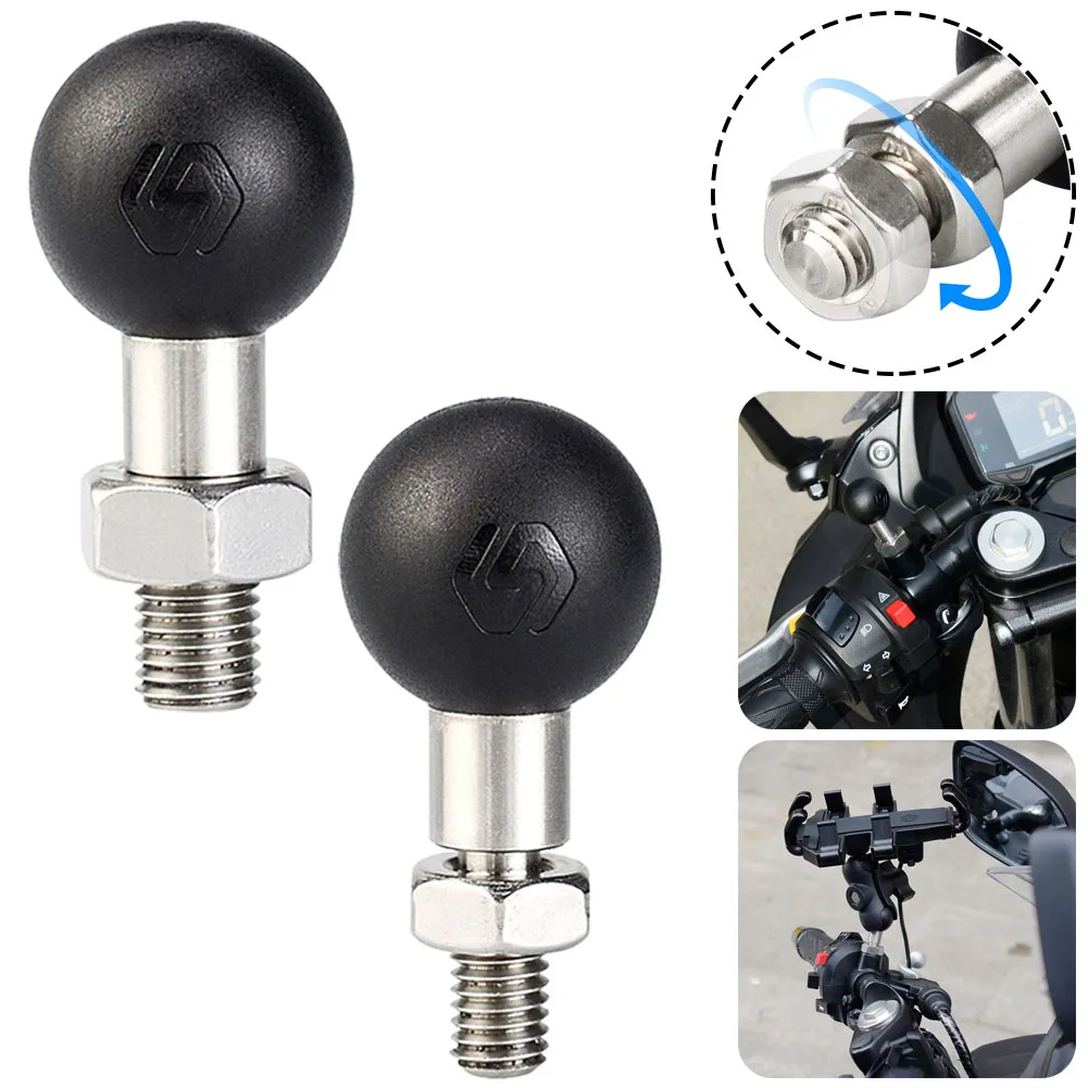 

Motorcycle Handlebar Rail Mount M8 M10 Ball Mount Base Adapter 25mm Ball Head Screw On Mount for Action Camera Phone Holder