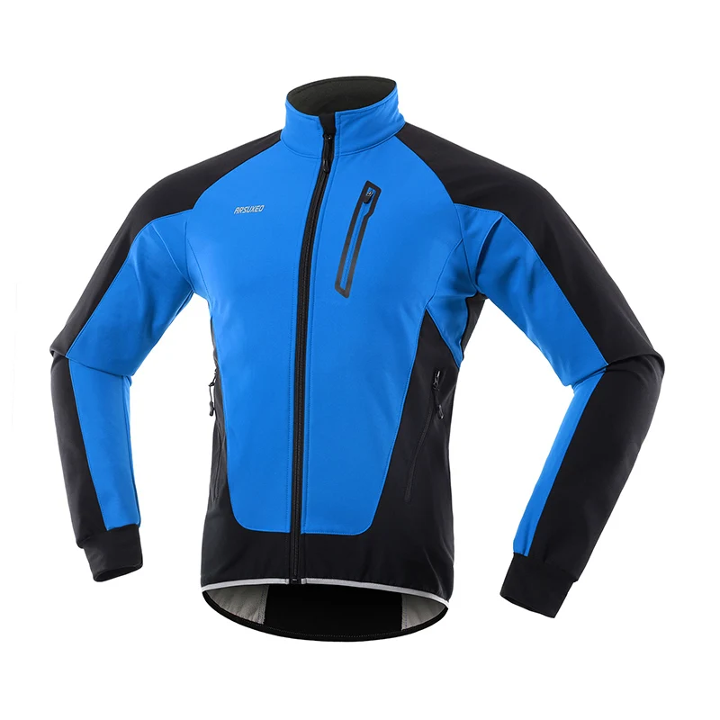 ARSUXEO зимняя флисовая велосипедная куртка Мужская ветрозащитная Водонепроницаемая велосипедная Джерси велосипедная мягкая оболочка пальто MTB Одежда Светоотражающая 20B - Цвет: blue