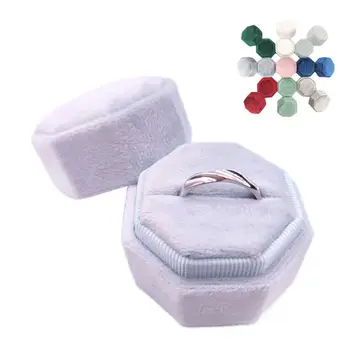 

Velvet Single Ring Box Octagon Wedding Ceremony Ring Box with Detachable Lid