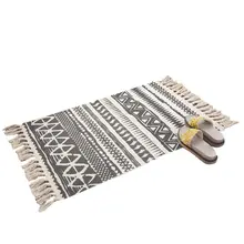 1PC Cotton Linen Tassel Carpet Fabric Rug Mat Bedroom Door Blanket Tea Area Home Floor Mat Carpet In Living Room Kitchen Carpet