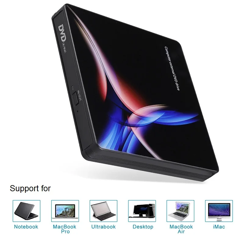Внешний DVD привод Оптический привод USB 3,0 type-C высокоскоростной CD rom плеер CD-RW записывающее устройство для ноутбука