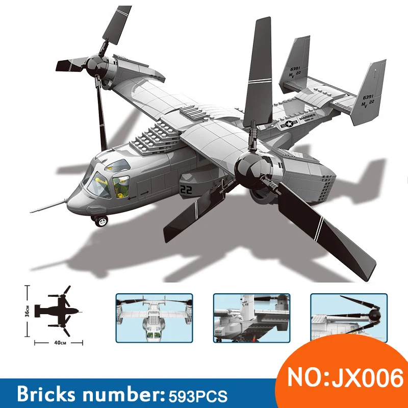 Wange JX006 Военная серия США V-22 Скоп TILTRTOR модель самолета 1:44 строительные блоки