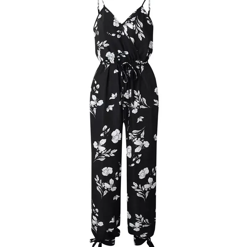 floral spaghetti strap wide leg jumpsuit