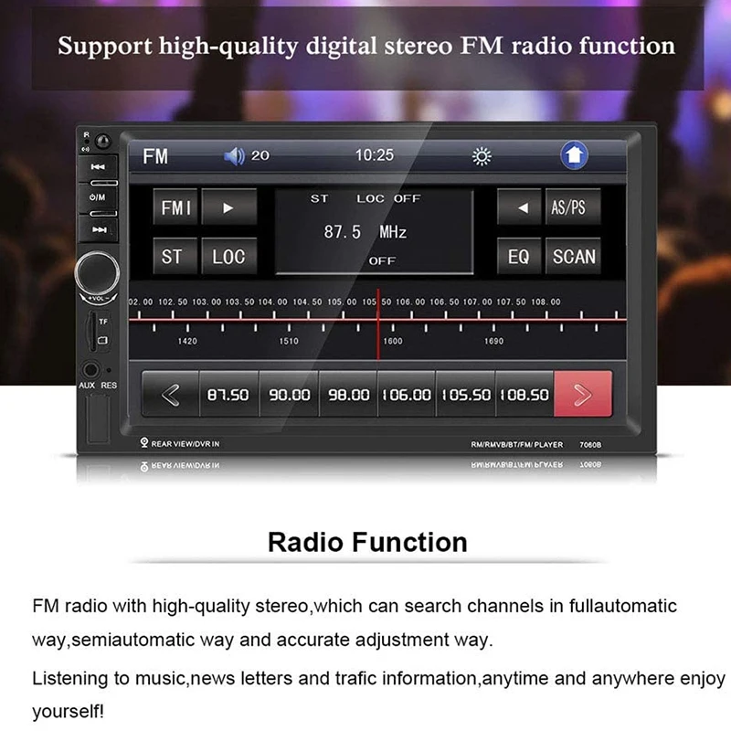 Автомобильный MP5 7060B 7 дюймовый HD TFT Sn Bluetooth видеоплеер FM радио AUX USB камера заднего