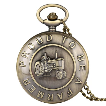 

Bronze Proud To Be A Farmer Tractor Pocket Watch Necklace Chain Pendant Watch Antique Clock Unisex Gifts Reloj De Bolsillo
