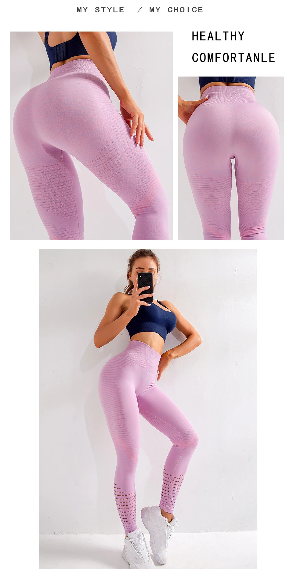 High Waist Fitness Gym Leggings Women Seamless Energy Tights Workout Running Activewear Yoga Pants Hollow Sport Trainning Wear