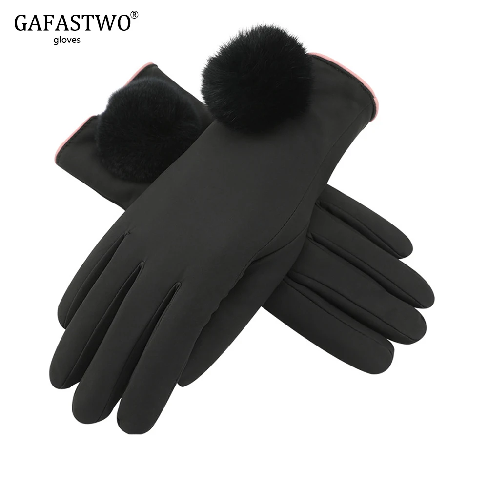 Осенние и зимние дышащие кожаные перчатки Дамская мода сенсорный экран плюс бархат толстый теплый шерстяной мяч уличные Верховые перчатки