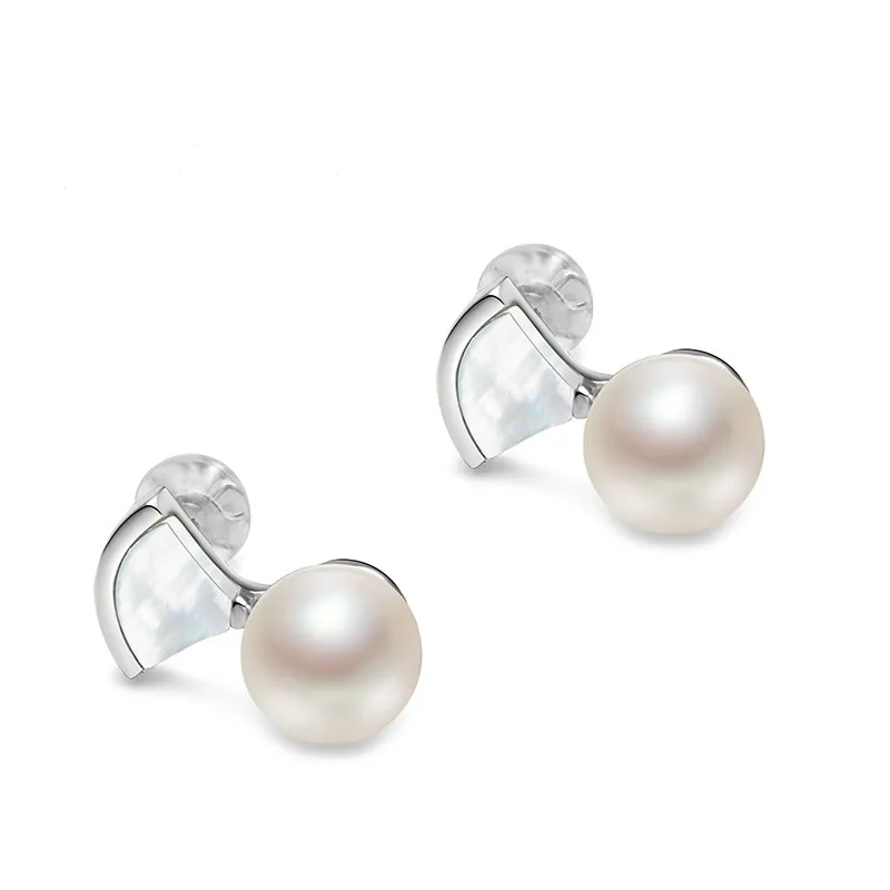 

Freshwater Pearl Earrings 7-8mm Silver 925 Earrings Wild Round Pearl Earrings Earrings Simple Jewelry For Girlfriend Gift