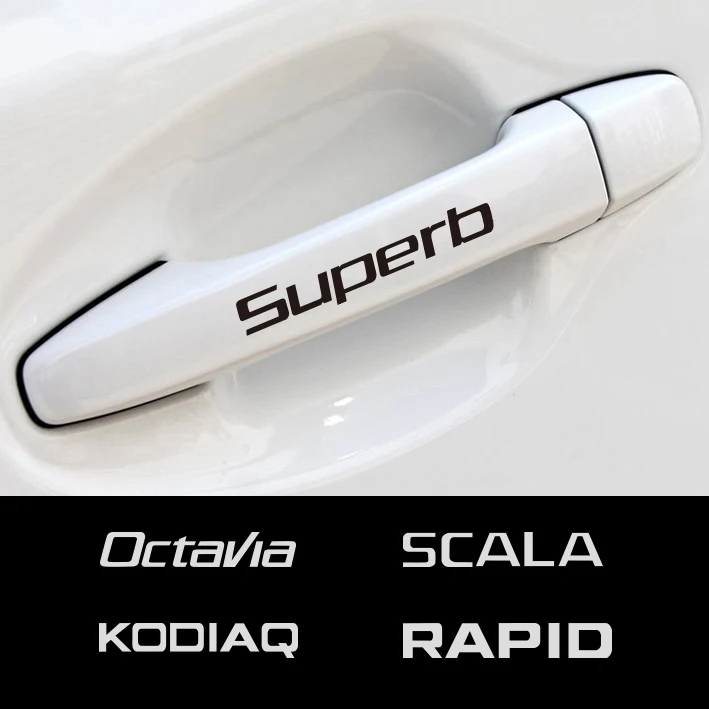 4 шт. Автомобиль дверная ручка автомобиля стикер для Skoda KODIAQ Octavia RAPID скала