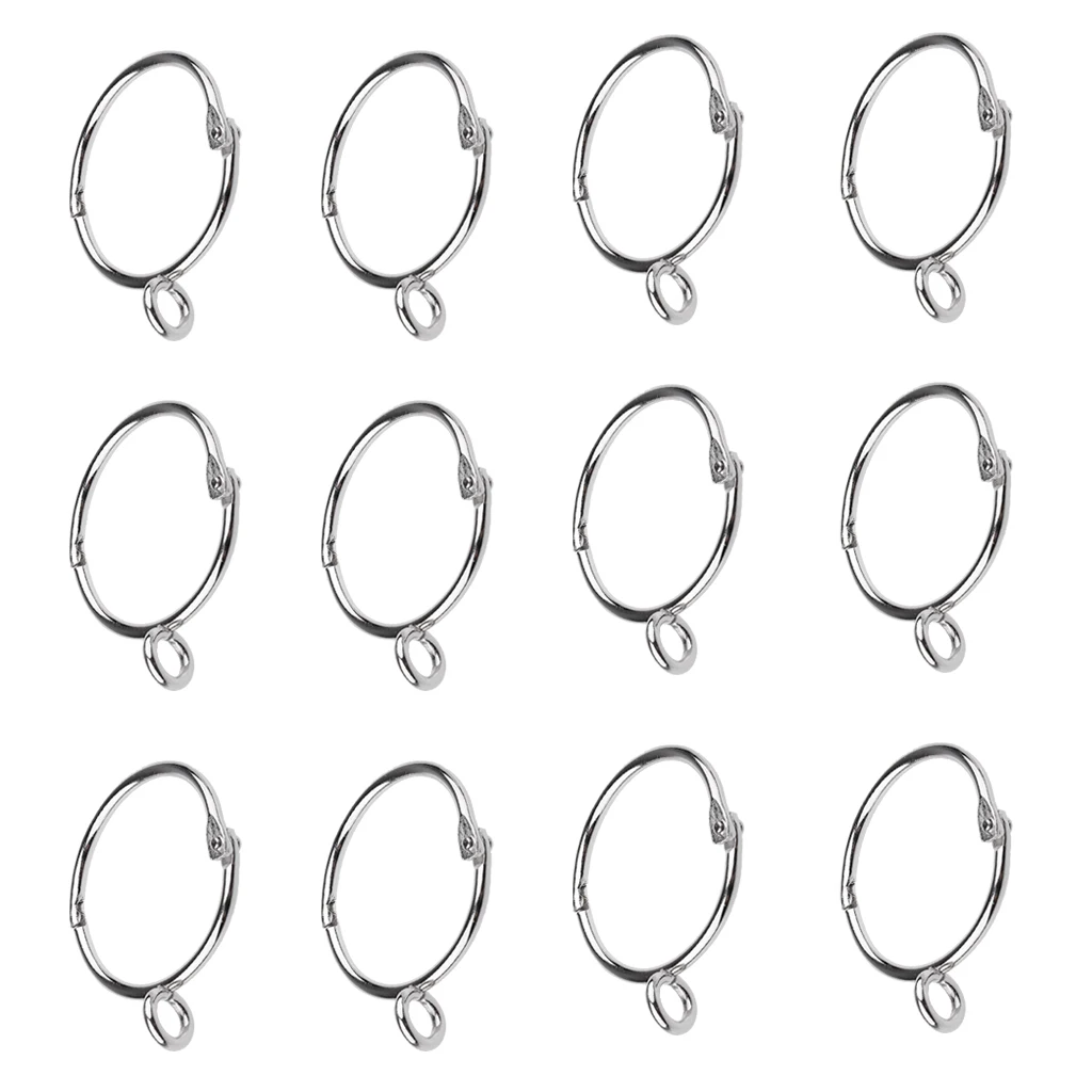 12 Pieces Silver 1.5-Inch Inner Diameter Metal Flat Curtain Rings Eyelets, Fits Up to 1.5 Inch Rod