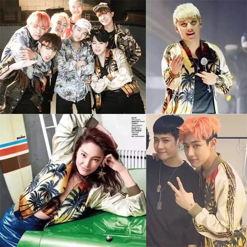 KPOP G-Dragon куртка bigbang с V-образным вырезом кардиган кокосовой пальмой бейсбольная