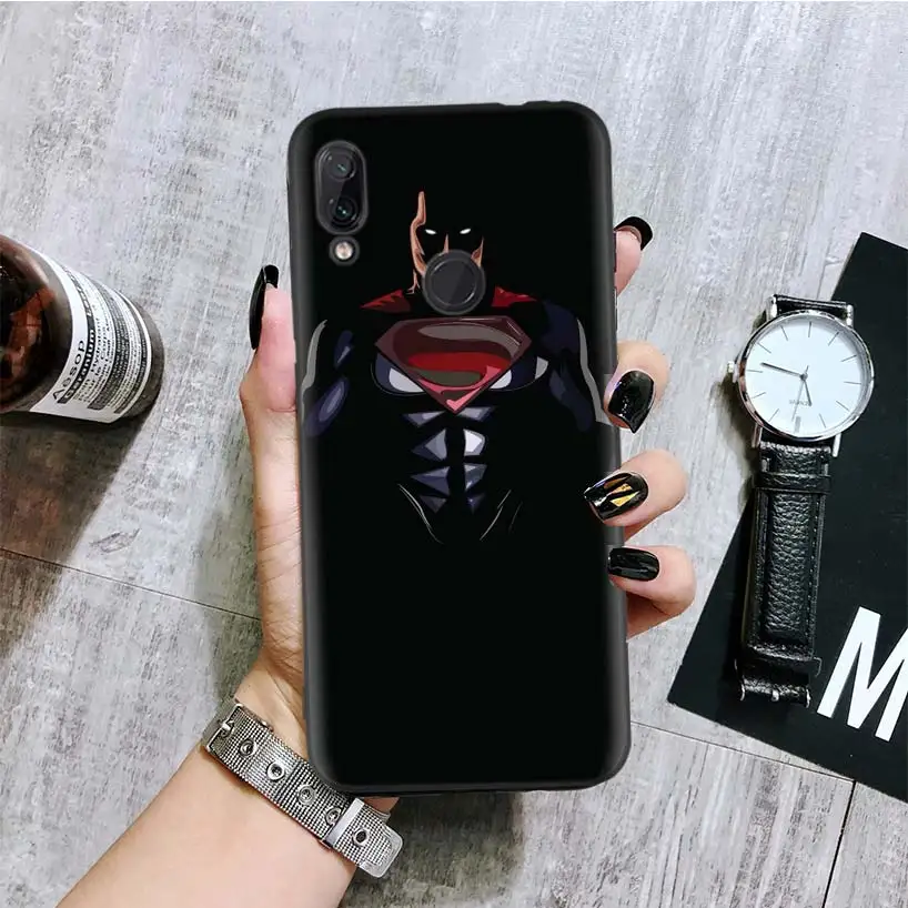Чудесный Супермен логотип черная крышка чехол для телефона для Xiaomi Redmi Note фотоаппаратов моментальной печати 8 7 7S 7A 6 S2 GO K20 Pro 6A mi 6X 5X A1 CC 9 8 Coque
