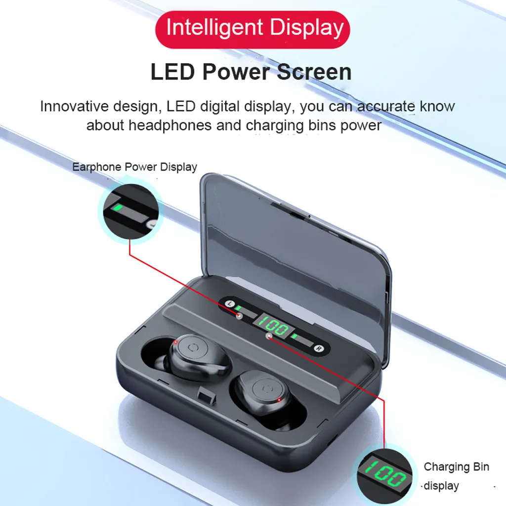 TWS F9-5 Bluetooth наушники с микрофоном светодиодный дисплей беспроводные Bluetooth наушники шумоподавление гарнитуры