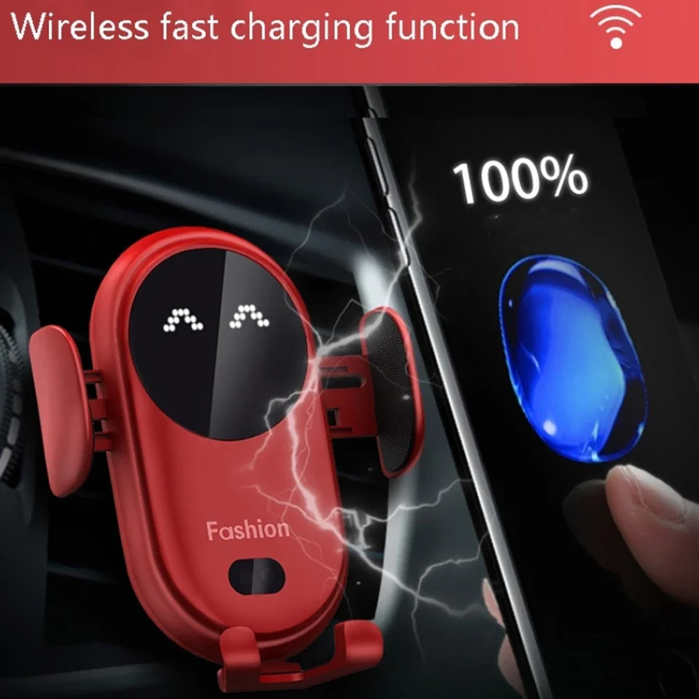 Car Wireless Charger Holder Wireless Charging Stand Charger Auto Infrared Sensor LED Magnetic Charging For IPhone Samsung Xiaomi