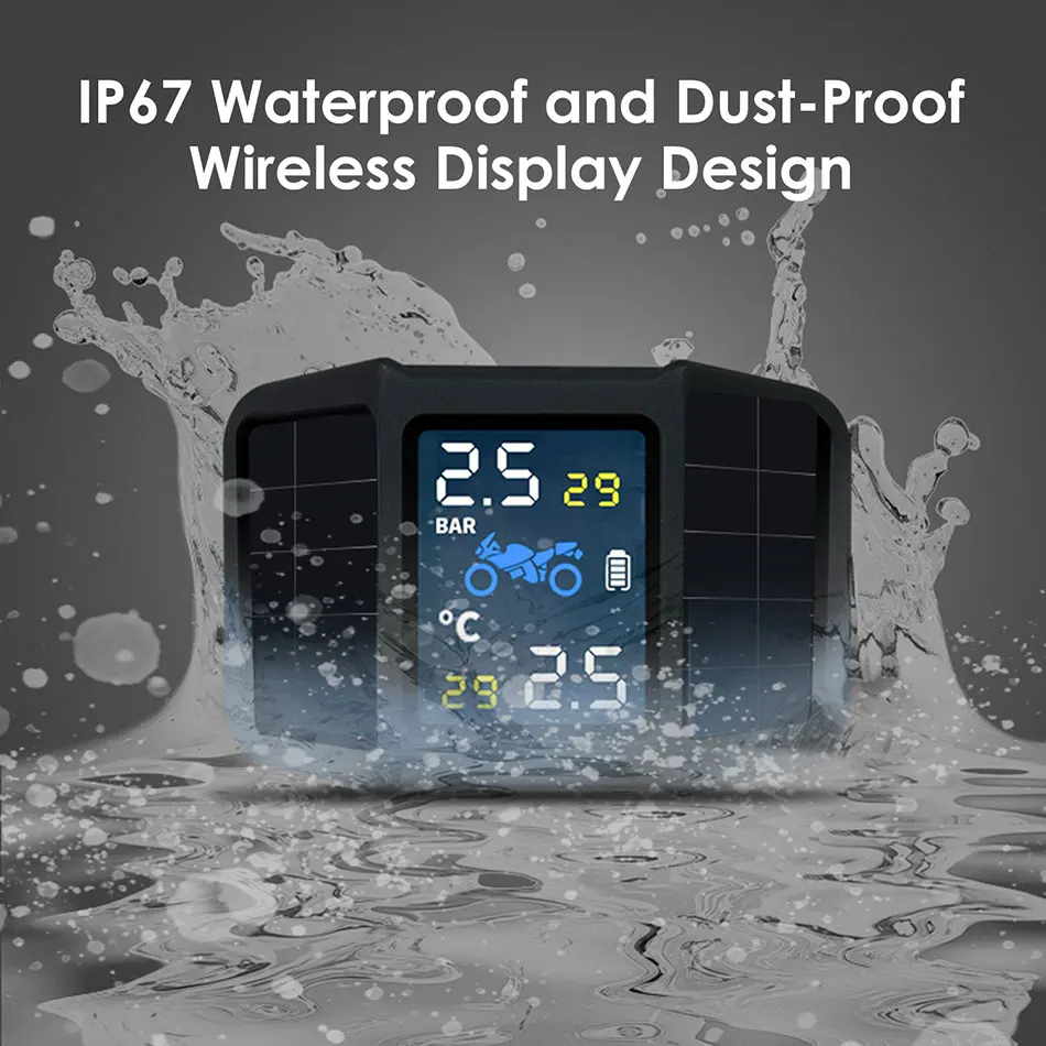 Водонепроницаемый Мотоцикл TPMS USB солнечная зарядка двигатель шины давление