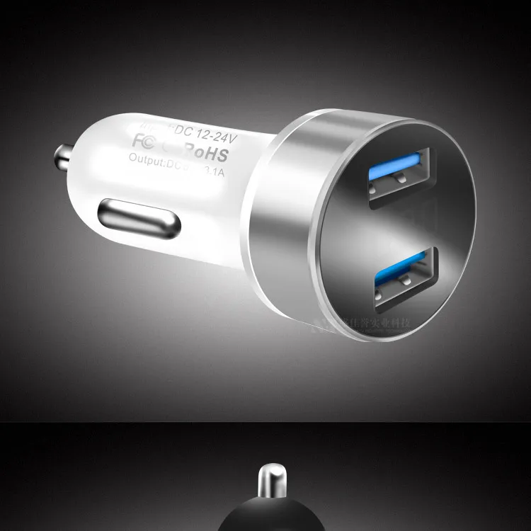 Автомобильное двойное USB зарядное устройство цифровой светодиодный дисплей 3.4A алюминиевый сплав для IPhone X 8 7 Xiaomi samsung Быстрая зарядка ЖК Автомобильное зарядное устройство
