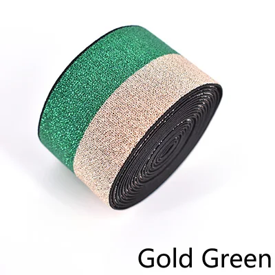 Gold Green Metee 5/10 метров 4 см Яркий шелковый Эластичная лента из нейлона кружевное полотно для одежда юбка DIY Костюмы швейная MaterialEB011 - Цвет: Gold Green