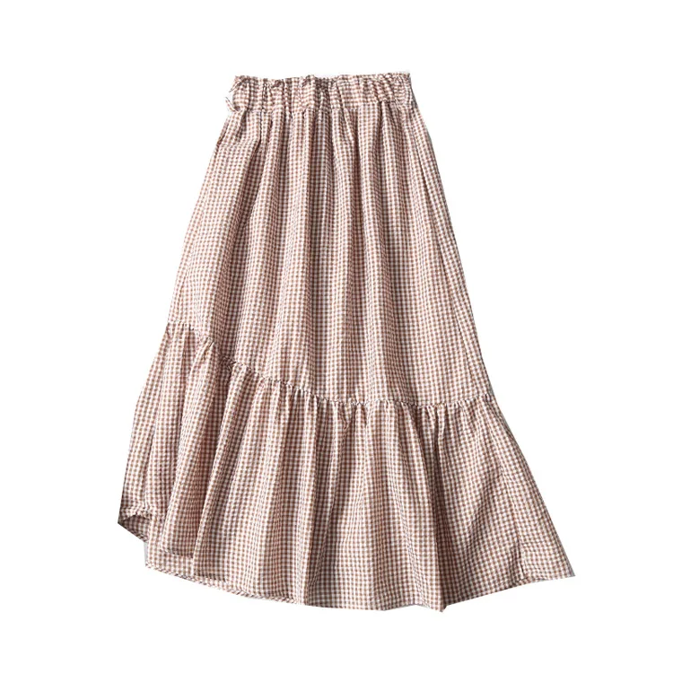 

One's Chocolate xi ge wen Arc Edge French Pastoral Mid-length Skirt Entity