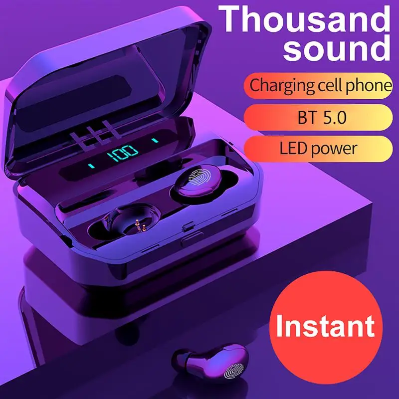 G12 TWS Bluetooth 5 0 Wireless Headset with Microphone Touch Control High fidelity Digital Display Earbuds with Charge Box