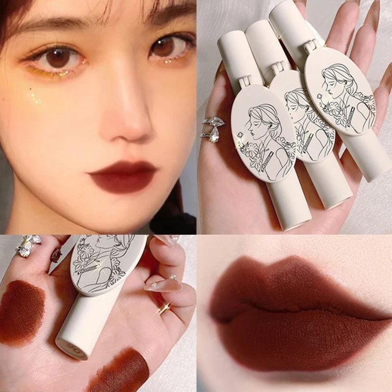 保湿マットベルベットリップスティック 5色 ダークカラー 長持ち 防水 女性用メイクアップ Lip Gloss Aliexpress