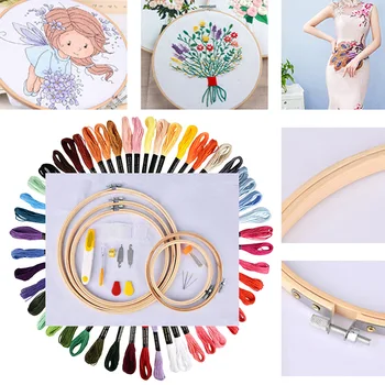 

Stitching 50 Color Threads With Cloth Sewing Tool DIY Craft Embroidery Pen Set Home Punch Needle Gift Accessories Knitting Arts