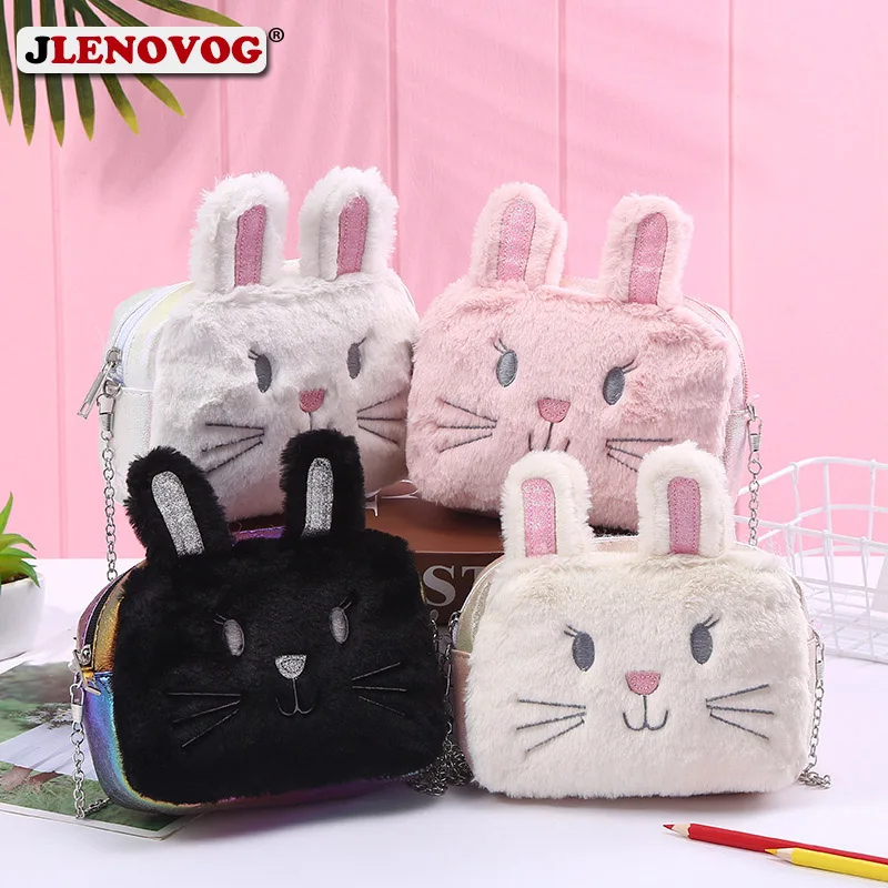 

2019 Brand Mini Plush Rabbit Handbags Teenager Students Cute Wool Crossbody Bags for Teen Girls Bunny Shaped Kuwaii Casual Purse
