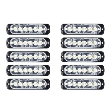 

10Pcs 6-Led Light Flash Emergency Car Vehicle Warning Strobe Flashing Red And Blue