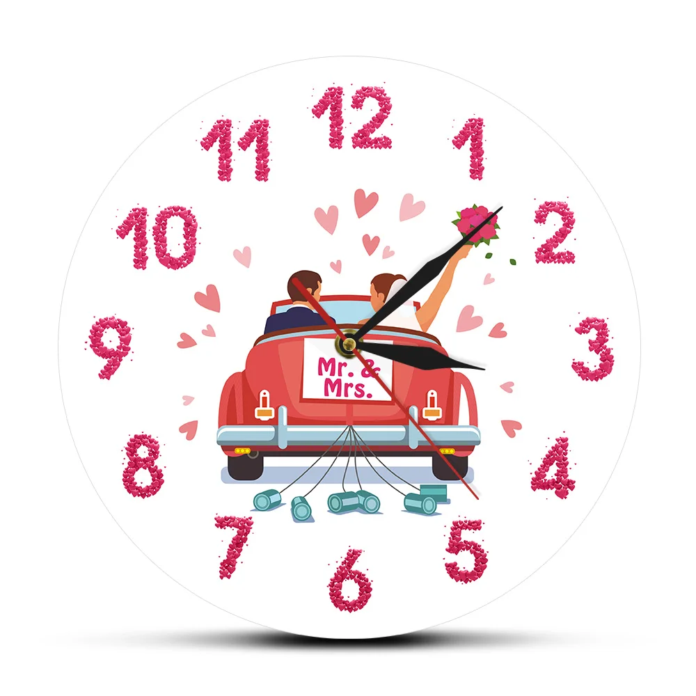 

JUST MARRIED Personalised Mr. Mrs. Names Wedding Wall Clock Custom Wall Watch Home Decor Anniversary Engagement Gift for Couple