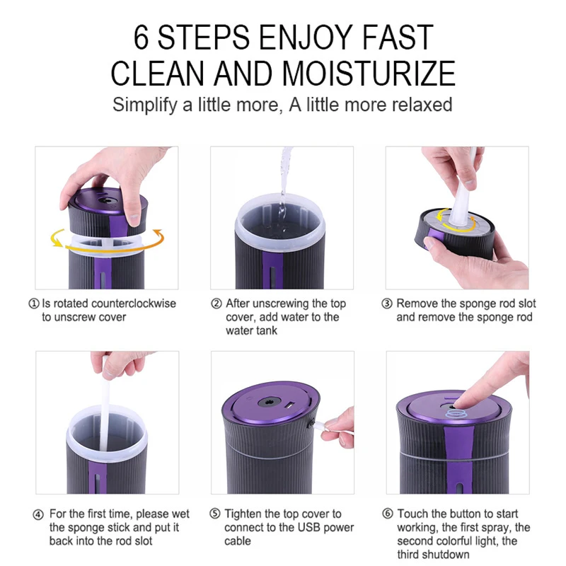 Neue 1100ML Luftbefeuchter Ultraschall USB Diffusor Aroma Ätherisches Öl 7 Farbe nachtlicht Kühlen Nebel Purifier Humidificador geschenk