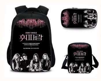 

New 3pcs Blackpink Black Pink Jennie Lisa Boys Girls School Bag Shoulder Bag Backpack Pencil Case Children Students Mochila Gift