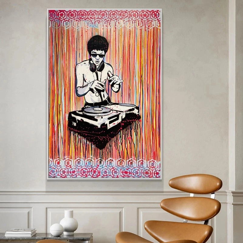 Abstract DJ Bruce Lee Art Canvas Paintings Posters and Prints Wall Pictures for Living Room Home Decoration Cuadros | Дом и сад