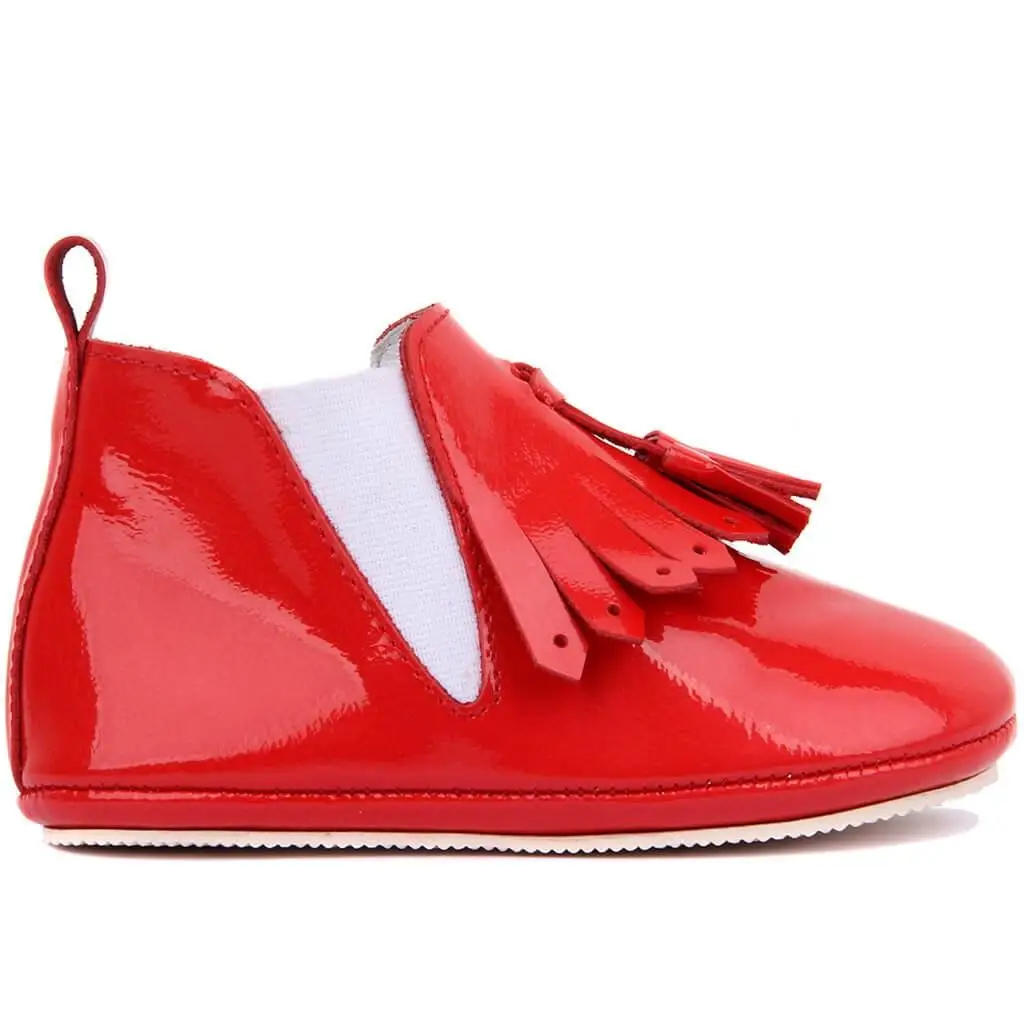 

Sail Lakers-Red Japanned Leather Baby Shoe