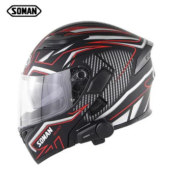 

Skyeye ECE Approval Flip up Dual Visors Helmet Motorcycle Helmet Full Face Helmets with M2 Bluetooth Headset Soman SM955