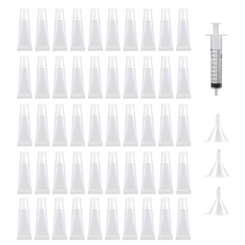 

50pcs/lot DIY Empty Lip Gloss Tubes 8/10/15ml Cosmetic Make Up Lip Balm Lipstick Container Tubes Syringe with 3pcs Funnels