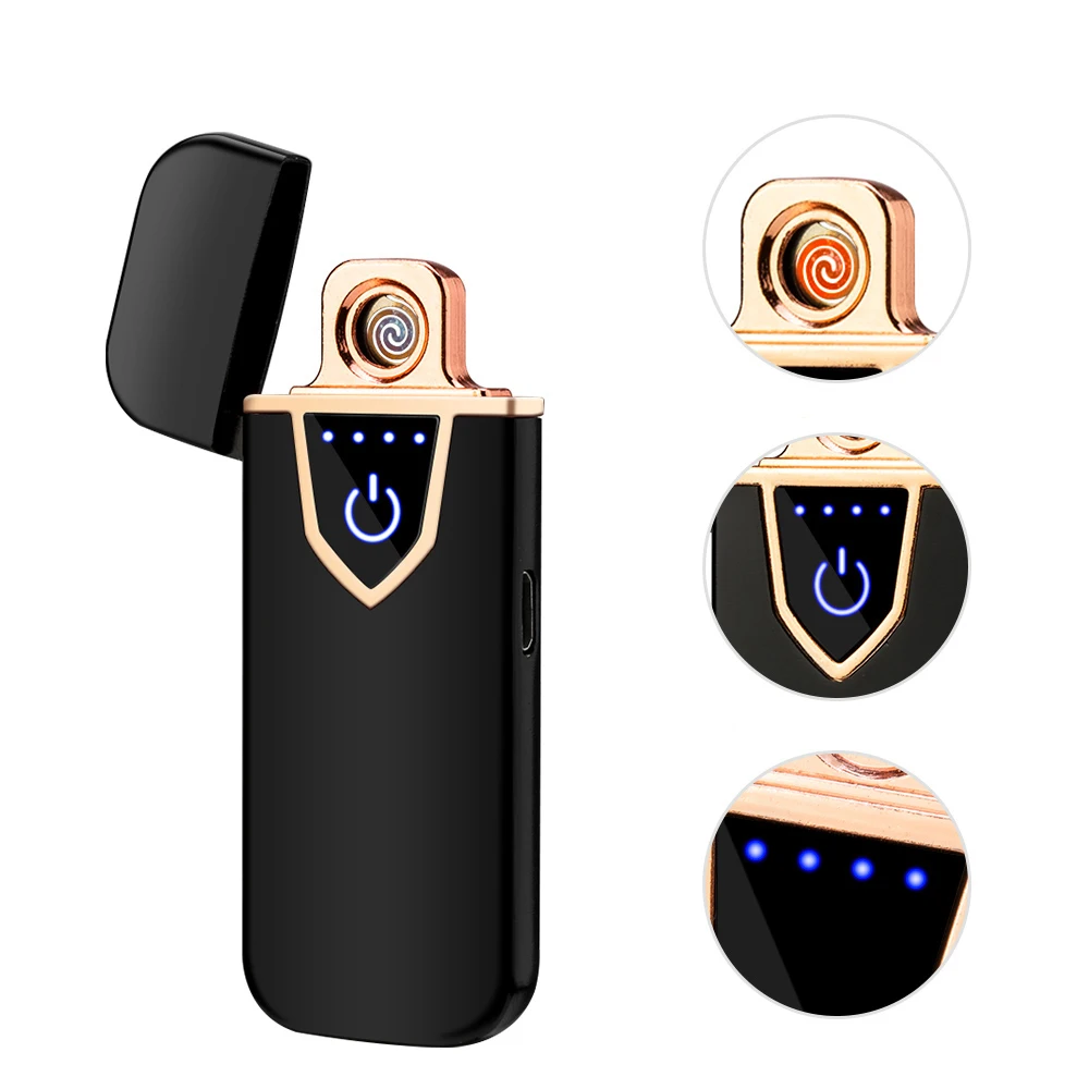 Перезаряжаемая Электронная зажигалка сенсорный выключатель электрическая сигарета мини ветрозащитная беспламенная USB катушка s