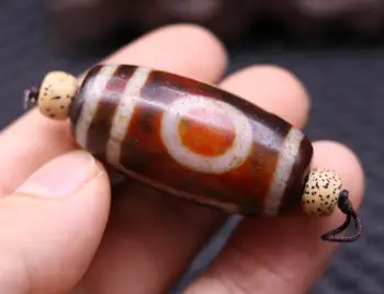 

Treasure Magic LKbrother Top Quality Unique Pattern Magic Power Tibetan Old Agate 1 Eye Peak Big dZi Bead Totem 40MM