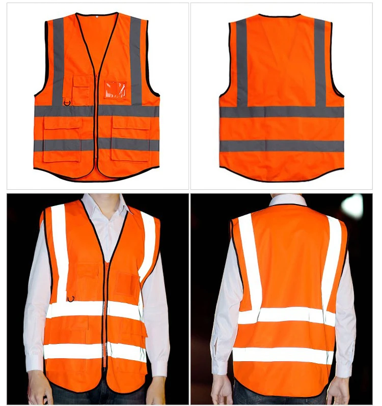 Cycling Motorcycle Riding Color : Orange Running Reflective Vest Delaman Multicolor High Visibility Safety Waistcoat for Outdoor Working