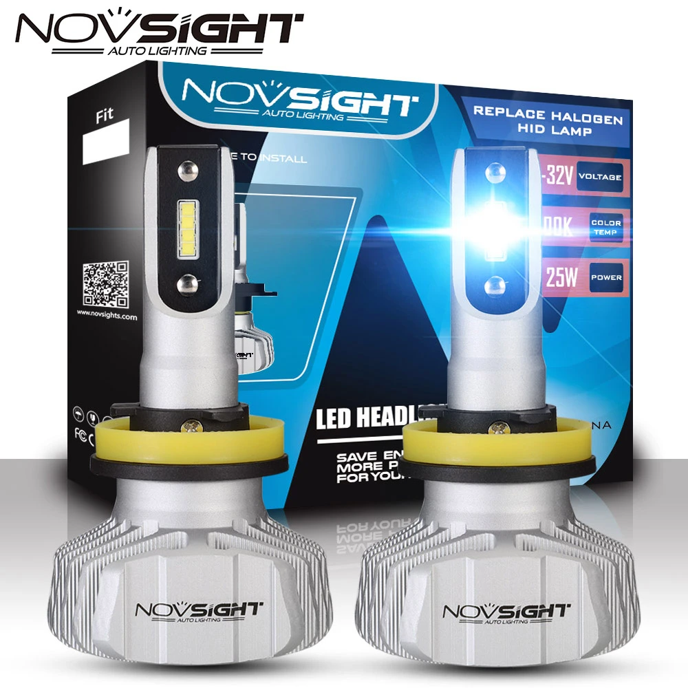 NOVSIGHT светодиодный автомобилей головной светильник H4 Hi/короче спереди и длиннее сзади) луч H7 H1 H3 H8 H9 H11 H13 9005 9006