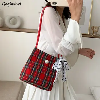 

Shopping Bags Women Plaid Elegant Sweet Girls Bow Hasp Leisure Fashion Chic Ulzzang Harajuku All-match Womens Daily Shopper Ins