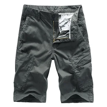 

2020 New Fashion Mens Shorts Summer Tooling Multi-pocket Shorts Men Clothing Solid Color Casual Shorts Men 97%Cotton