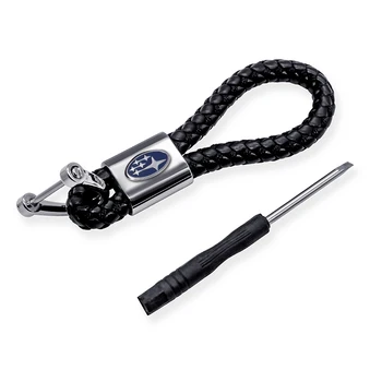 

Metal Leather Car Keychain Key Chain Keyring For Subaru foredter 2009 2014 2017 2019 outback legacy xv STI Impreza WRX WRC